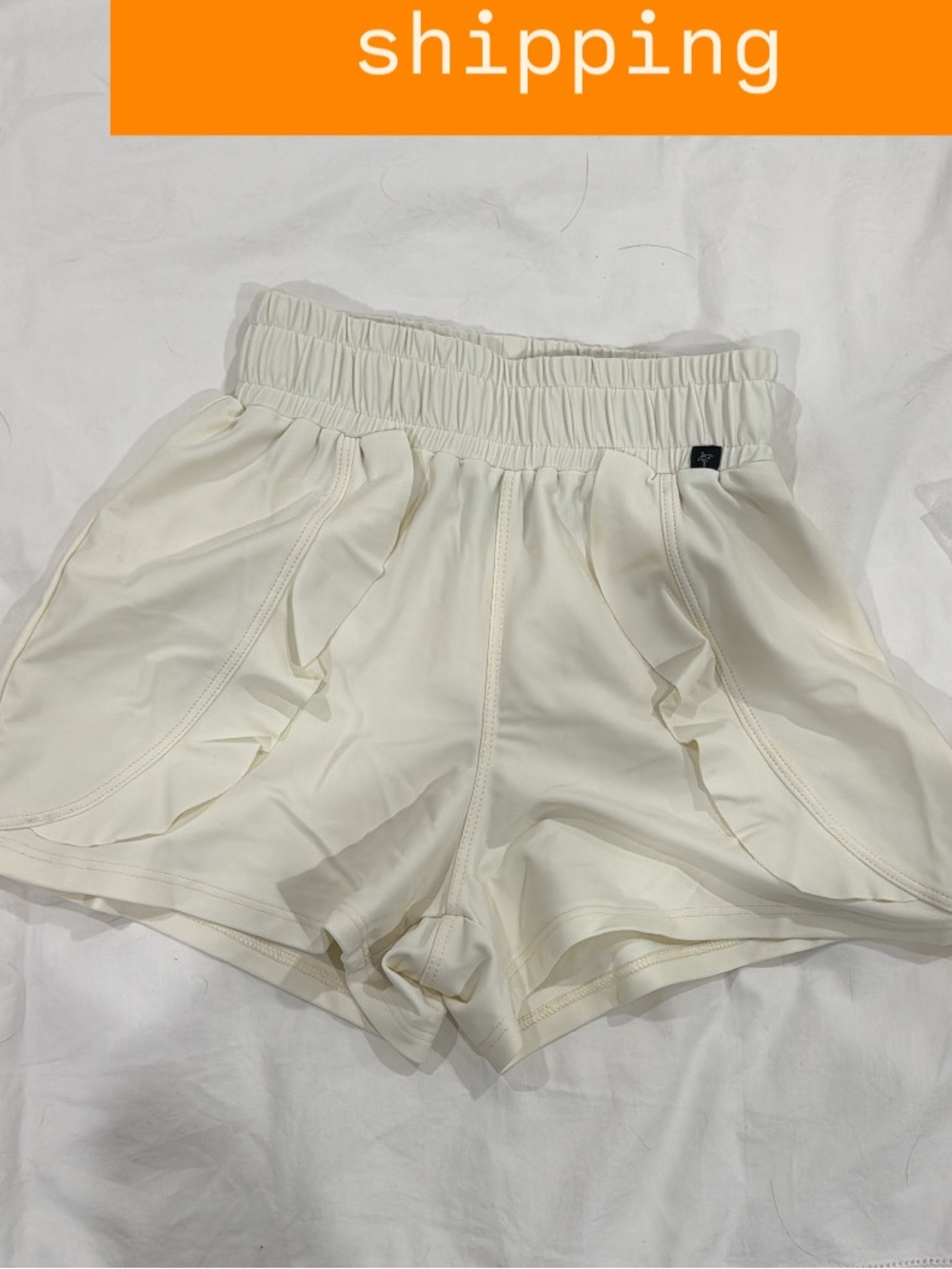 Women's Cream Athletic Shorts with Elastic Waistband